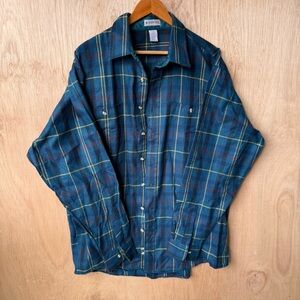 Vintage WindRidge green  Plaid Long Sleeve Button‎ Down Shirt size XL T
